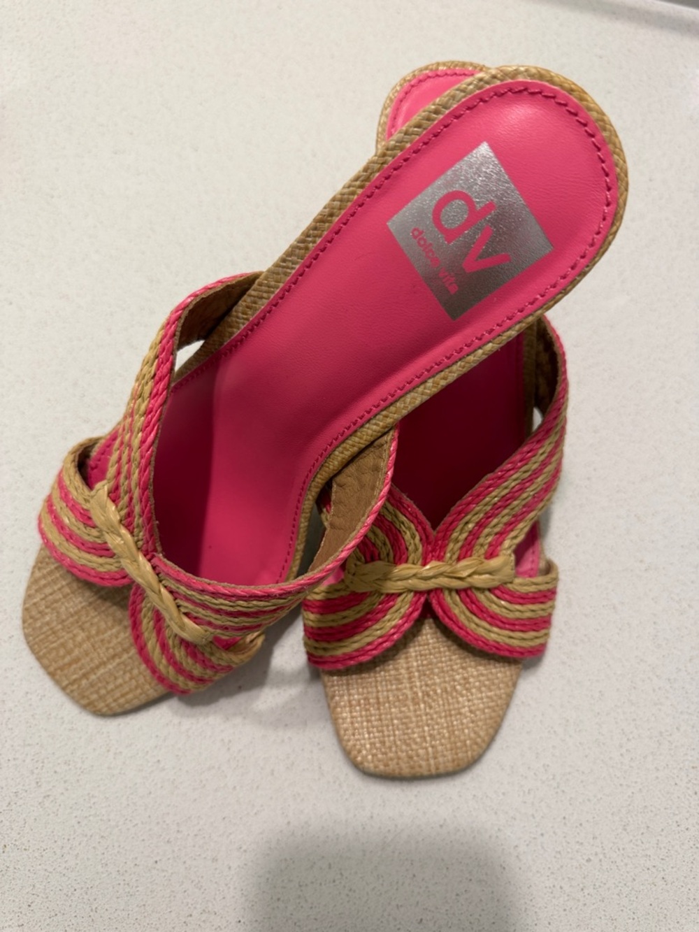 DV by Dolce Vita Pink & Natural Braided Slide Mules